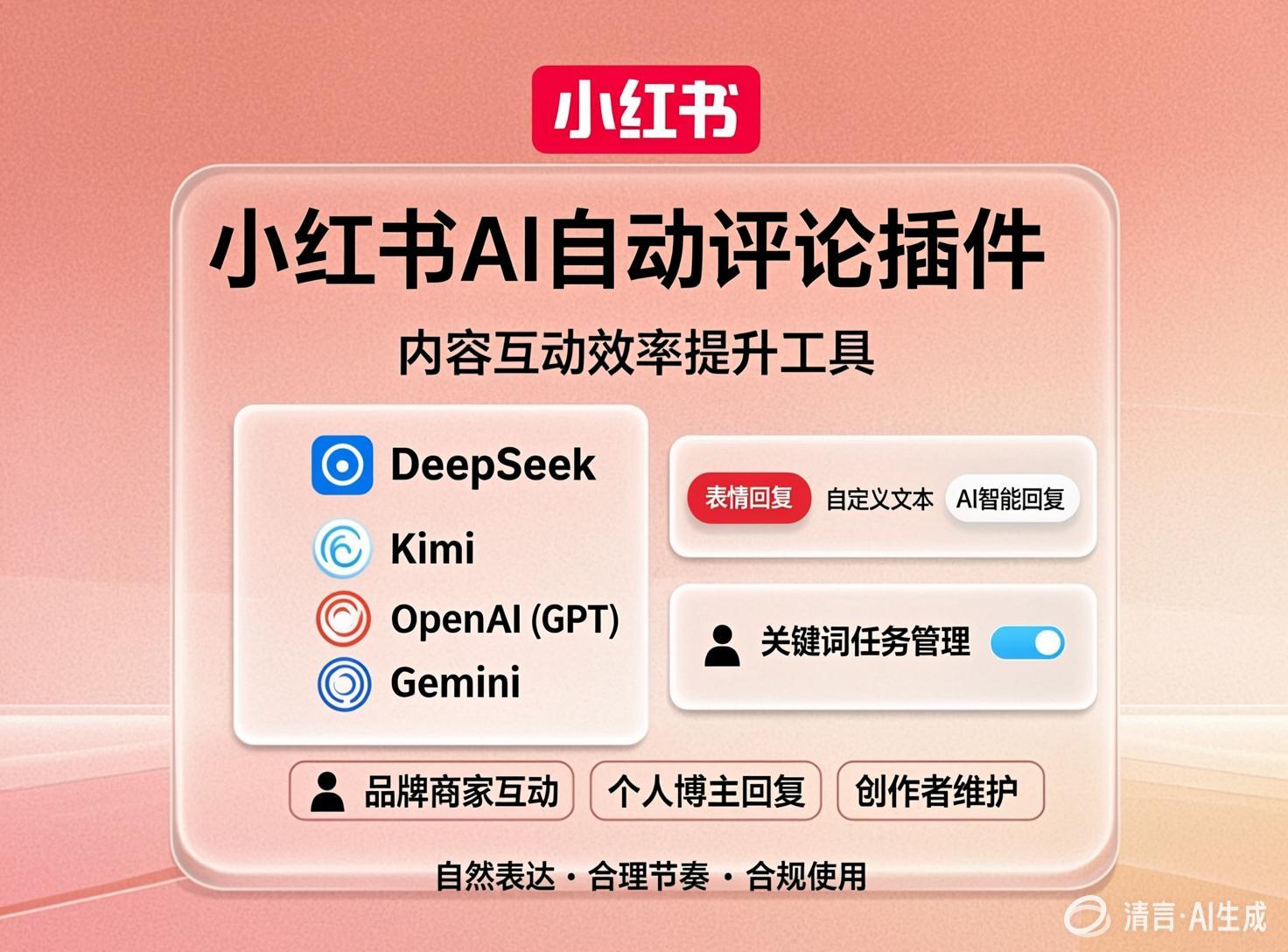 小红书AI智能自动评论助手：精准引流获客，支持多关键词搜索与GPT/Gemini智能回复的浏览器插件